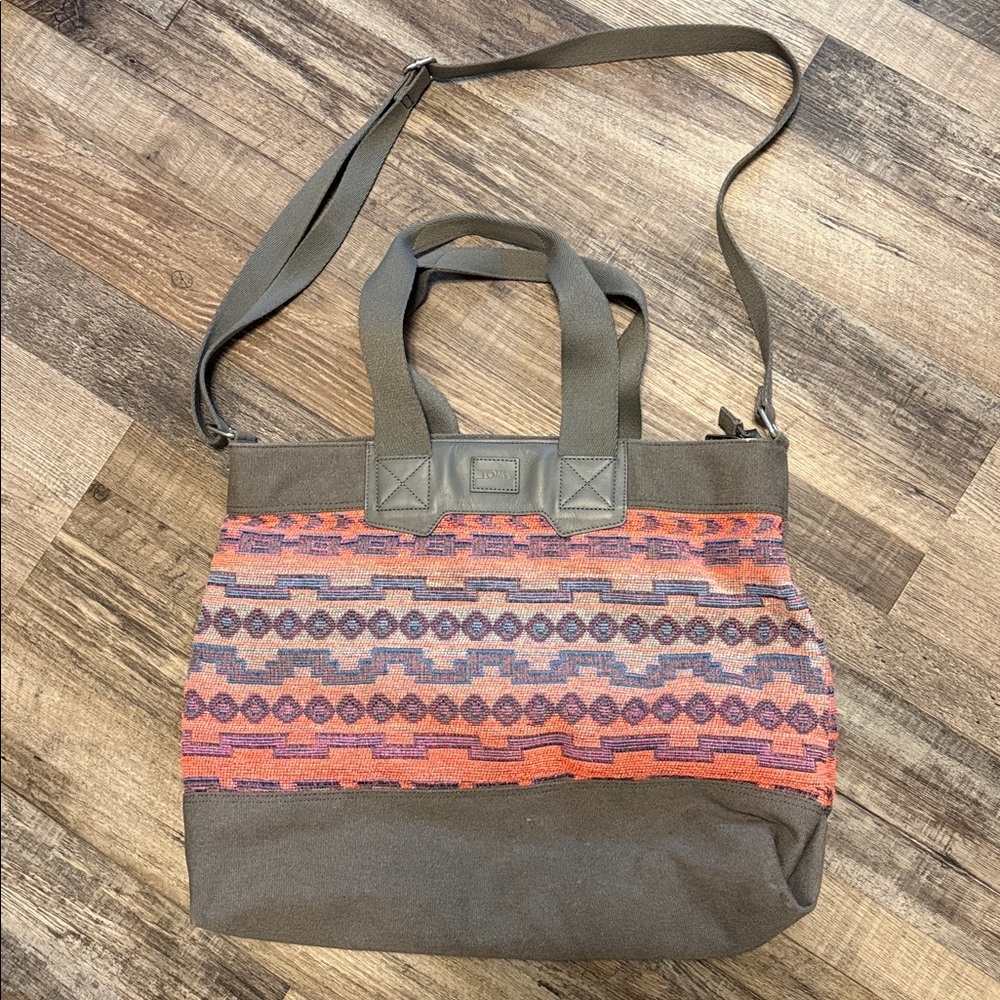 Toms Naturalist Mixed Ikat Print Tote bag pink grey